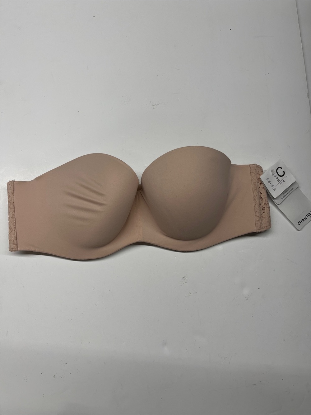 NEW Chantelle Beige Strapless Smooth T-Shirt Bra with Lace Trim Women’s size 36C